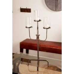 Brand new 😀 Traditional Black Metal and Glass 3-Light Candelabra, 28" x 15" x 12" by Ivory and Iris 🧨 -Cheap Ivory and Iris Store D400515S 6