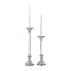 Budget β Set of 2 Silver Aluminum Glam Candle Holder, 12", 16" by Ivory and Iris π