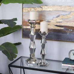 Wholesale 🥰 Silver Glass Glam Candle Holder Set by Ivory and Iris 🥰 -Cheap Ivory and Iris Store D400519S 7