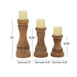Wholesale 👏 Brown Wood Natural Candle Holder Set by Ivory and Iris ✨ -Cheap Ivory and Iris Store D400520S 6
