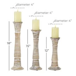 Discount ⌛ Brown Mango Wood Traditional Candle Holder Set by Ivory and Iris ✔️ -Cheap Ivory and Iris Store D400521S 6