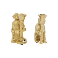 Deals 🧨 Set of 2 Gold Aluminum Glam Candle Holder, 3" x 5" by Ivory and Iris 🤩 -Cheap Ivory and Iris Store D400522S 3