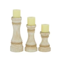 Best reviews of 😀 Cream Wood Farmhouse Candle Holder Set by Ivory and Iris 😀
