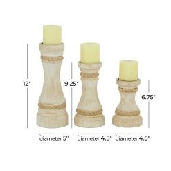 Best reviews of 😀 Cream Wood Farmhouse Candle Holder Set by Ivory and Iris 😀 -Cheap Ivory and Iris Store D400523S 5