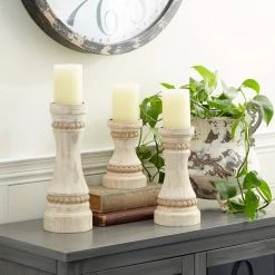 Best reviews of 😀 Cream Wood Farmhouse Candle Holder Set by Ivory and Iris 😀 -Cheap Ivory and Iris Store D400523S 6