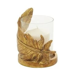 Outlet β 8" Gold Leaf Glass Traditional Candlestick Holder by Ivory and Iris π