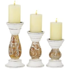 Best reviews of ⭐ Beige & White Mango Wood Farmhouse Candle Holder Set by Ivory and Iris 🔥