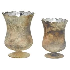 Cheapest βοΈ Set of 2 Brown Glass Rustic Candle Holder, 7.5", 9" by Ivory and Iris π₯