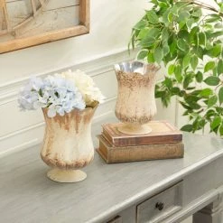 Cheapest ✔️ Set of 2 Brown Glass Rustic Candle Holder, 7.5", 9" by Ivory and Iris 🔥 -Cheap Ivory and Iris Store D400538S 6