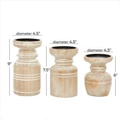 Top 10 😉 Brown Wood Natural Candle Holder Set by Ivory and Iris 🎁 -Cheap Ivory and Iris Store D400546S 5
