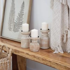 Top 10 😉 Brown Wood Natural Candle Holder Set by Ivory and Iris 🎁 -Cheap Ivory and Iris Store D400546S 6