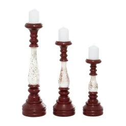 Top 10 👏 20" Red & White Wood Farmhouse Candlestick Holder Set by Ivory and Iris ⭐