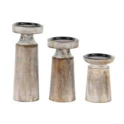 Best deal 👏 Brown Mango Wood Natural Candle Holder Set by Ivory and Iris 🧨 -Cheap Ivory and Iris Store D400552S 5