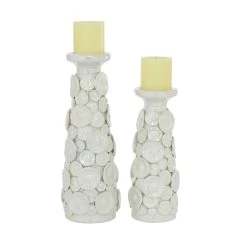 Discount 🎉 White Ceramic Farmhouse Candle Holder Set by Ivory and Iris 😀