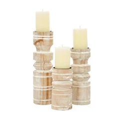 Best reviews of 💯 Brown Wood Natural Candle Holder Set by Ivory and Iris 🔔