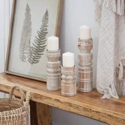 Best reviews of 💯 Brown Wood Natural Candle Holder Set by Ivory and Iris 🔔 -Cheap Ivory and Iris Store D400560S 6