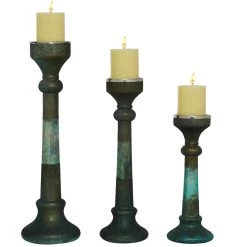 Top 10 🤩 Green Glass Vintage Candle Holder Set by Ivory and Iris 💯