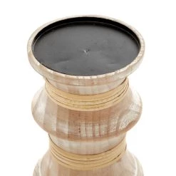 Best Pirce ✔️ Brown Wood Natural Candle Holder Set by Ivory and Iris ✨ -Cheap Ivory and Iris Store D400565S 3