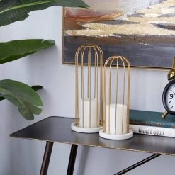 Best Pirce 😀 Gold Marble Contemporary Candle Holder Set by Ivory and Iris ✔️ -Cheap Ivory and Iris Store D400571S 7