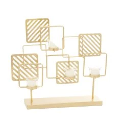 Cheapest 🔔 Gold Metal Contemporary Candelabra, 16" x 18" x 5" by Ivory and Iris ⭐
