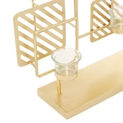 Cheapest 🔔 Gold Metal Contemporary Candelabra, 16" x 18" x 5" by Ivory and Iris ⭐ -Cheap Ivory and Iris Store D400572S 4