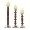 Brand new 🤩 Brown Wood & Aluminum Pillar Candle Holder Set by Ivory and Iris 🔥