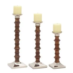 Brand new π€© Brown Wood & Aluminum Pillar Candle Holder Set by Ivory and Iris π₯ 10 Brand new π€© Brown Wood & Aluminum Pillar Candle Holder Set by Ivory and Iris π₯ -Cheap Ivory and Iris Store D400573S 3