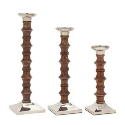 Brand new π€© Brown Wood & Aluminum Pillar Candle Holder Set by Ivory and Iris π₯ 11 Brand new π€© Brown Wood & Aluminum Pillar Candle Holder Set by Ivory and Iris π₯ -Cheap Ivory and Iris Store D400573S 4