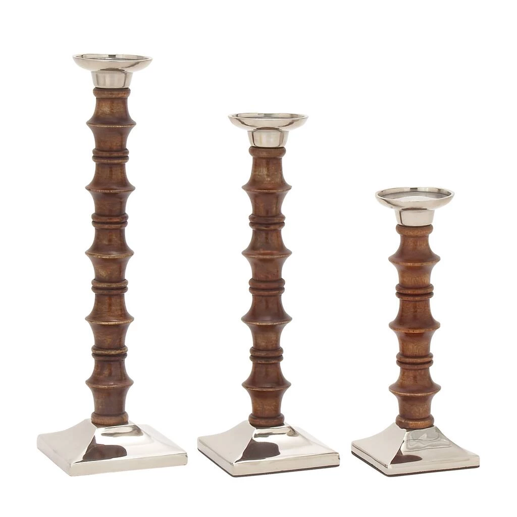 Brand new π€© Brown Wood & Aluminum Pillar Candle Holder Set by Ivory and Iris π₯ 4 Brand new π€© Brown Wood & Aluminum Pillar Candle Holder Set by Ivory and Iris π₯ - Image 4