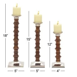 Brand new π€© Brown Wood & Aluminum Pillar Candle Holder Set by Ivory and Iris π₯ 14 Brand new π€© Brown Wood & Aluminum Pillar Candle Holder Set by Ivory and Iris π₯ -Cheap Ivory and Iris Store D400573S 7