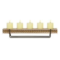 Budget β€οΈ 24" Brown Wood Natural Candlestick Holder by Ivory and Iris π