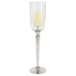 Coupon 💯 32" Silver Aluminum Modern Candlestick Holder by Ivory and Iris 💯