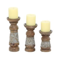 Top 10 🎉 Bronze Mango Wood Country Cottage Candle Holder Set by Ivory and Iris 👍