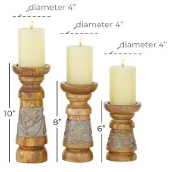 Top 10 🎉 Bronze Mango Wood Country Cottage Candle Holder Set by Ivory and Iris 👍 -Cheap Ivory and Iris Store D400583S 5