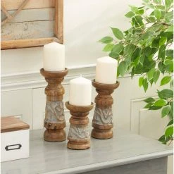 Top 10 🎉 Bronze Mango Wood Country Cottage Candle Holder Set by Ivory and Iris 👍 -Cheap Ivory and Iris Store D400583S 6