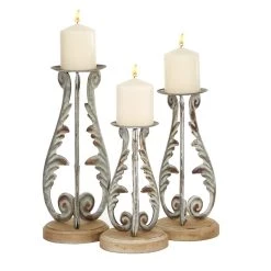 Wholesale 🔔 Silver Metal Vintage Candle Holder Set by Ivory and Iris ✔️