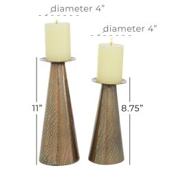 Promo 🎁 Bronze Stainless Steel Contemporary Candle Holder Set by Ivory and Iris 🔥 -Cheap Ivory and Iris Store D400598S 5