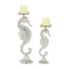 Best deal 🛒 Silver Aluminum Coastal Seahorse Candle Holder Set by Ivory and Iris 😀