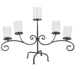Outlet βοΈ Traditional Black Metal and Glass 5-Light Candelabra, 21" x 36" x 13" by Ivory and Iris βοΈ