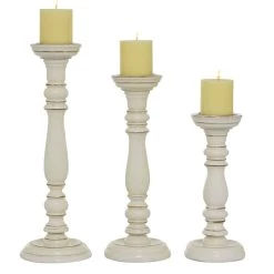 Cheapest β White Mango Wood Country Cottage Candle Holder Set by Ivory and Iris π