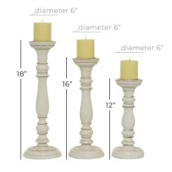 Cheapest ⌛ White Mango Wood Country Cottage Candle Holder Set by Ivory and Iris 🌟 -Cheap Ivory and Iris Store D400604S 5