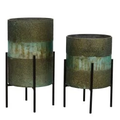 Buy 🛒 Green Glass Contemporary Candle Holder Set by Ivory and Iris 🔥