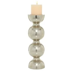 Coupon 🥰 18" Silver Iron Glam Candlestick Holder by Ivory and Iris 🎉