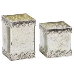 Best reviews of 🤩 Set of 2 White Glass Glam Candle Holder, 6", 8" by Ivory and Iris 🎉