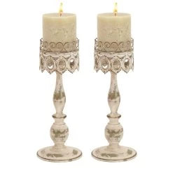 Hot Sale 😉 Beige Metal Rustic Candle Holder Set by Ivory and Iris 🤩