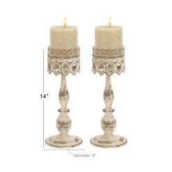 Hot Sale 😉 Beige Metal Rustic Candle Holder Set by Ivory and Iris 🤩 -Cheap Ivory and Iris Store D400625S 7
