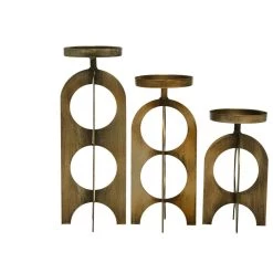 Promo 🔥 Gold Metal Contemporary Candle Holder Set by Ivory and Iris 🔔 -Cheap Ivory and Iris Store D400626S 5