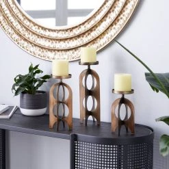 Promo 🔥 Gold Metal Contemporary Candle Holder Set by Ivory and Iris 🔔 -Cheap Ivory and Iris Store D400626S 7