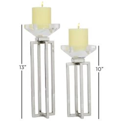 Hot Sale 😉 Silver Stainless Steel Glam Candle Holder Set by Ivory and Iris 🎁 -Cheap Ivory and Iris Store D400628S 8