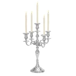 New π Silver Aluminum Traditional Candlestick Holders, 24" x 16" x 16" by Ivory and Iris π